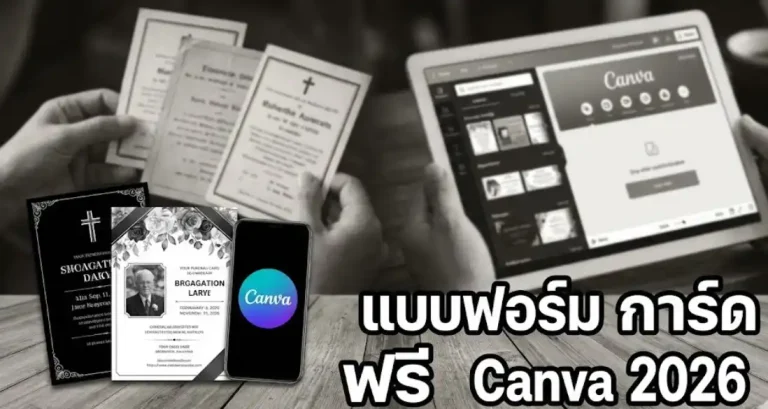 แบบฟอร์ม การ์ดงานฌาปนกิจ ฟรี Canva 2026