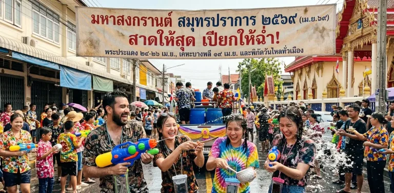 วันไหลสงกรานต์สมุทรปราการ 2569 อัปเดตพิกัด 11-26 เม.ย. จัดเต็ม!